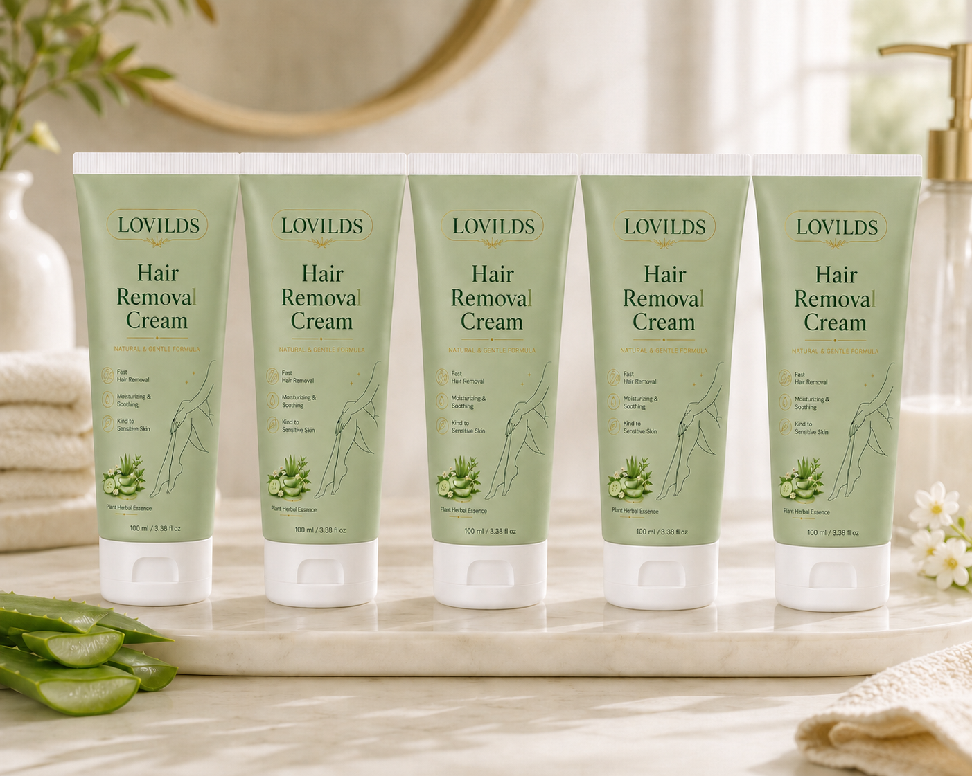 Soieva | LOVILDS Painless Depilatory Cream – No Razor Bumps, No Harsh Odor