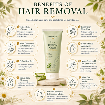 Soieva | LOVILDS Painless Depilatory Cream – No Razor Bumps, No Harsh Odor
